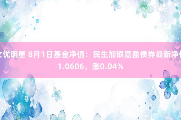 女优明星 8月1日基金净值：民生加银嘉盈债券最新净值1.0606，涨0.04%