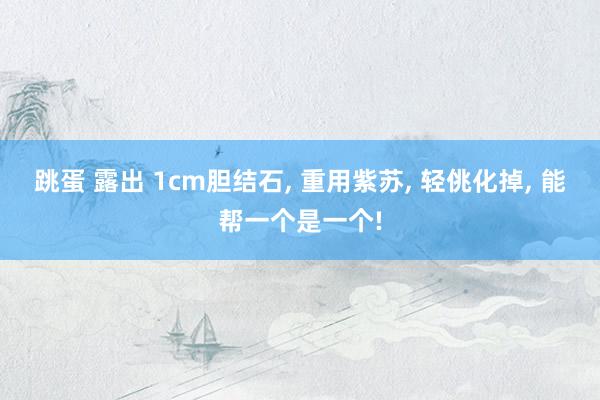 跳蛋 露出 1cm胆结石， 重用紫苏， 轻佻化掉， 能帮一个是一个!