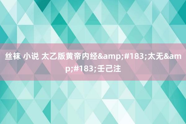 丝袜 小说 太乙版黄帝内经&#183;太无&#183;壬己注