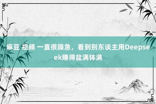 麻豆 视频 一直很躁急,看到别东谈主用Deepseek赚得盆满钵满