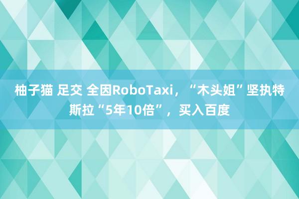 柚子猫 足交 全因RoboTaxi，“木头姐”坚执特斯拉“5年10倍”，买入百度